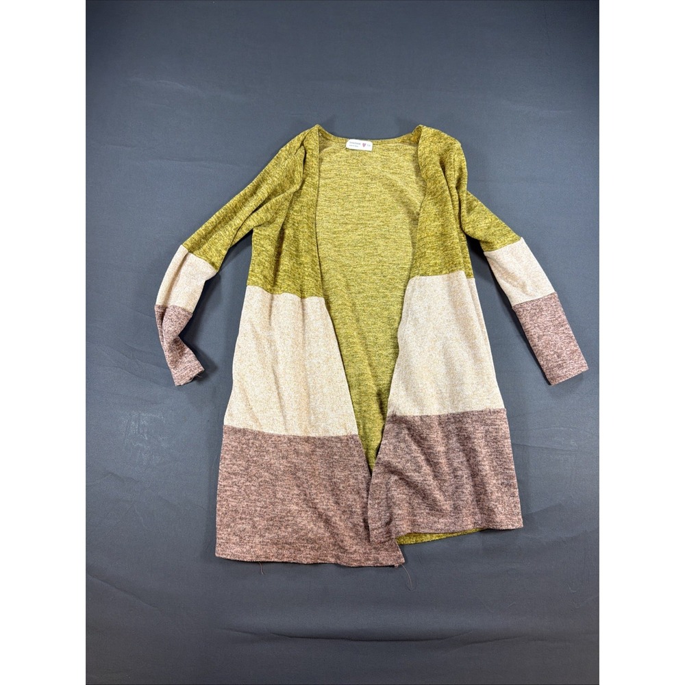 Beauties soft, open-front colorblock cardigan 7/8